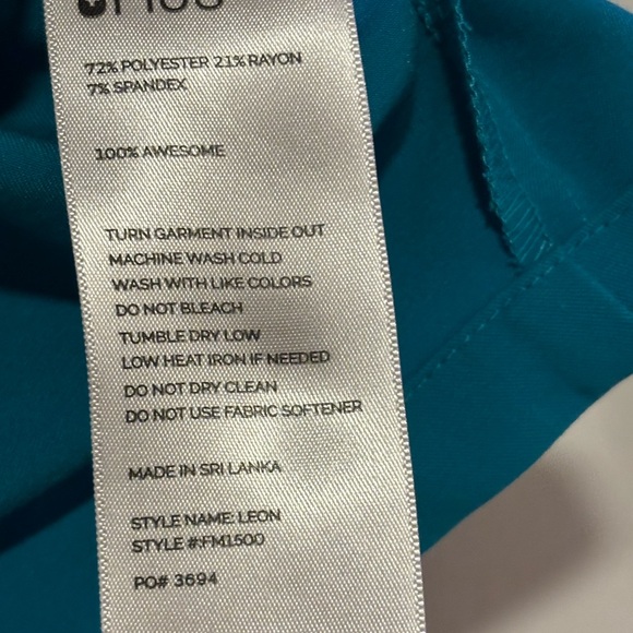 Figs Teal V-Neck Short Sleeve Tee scrub top - Picture 4 of 7